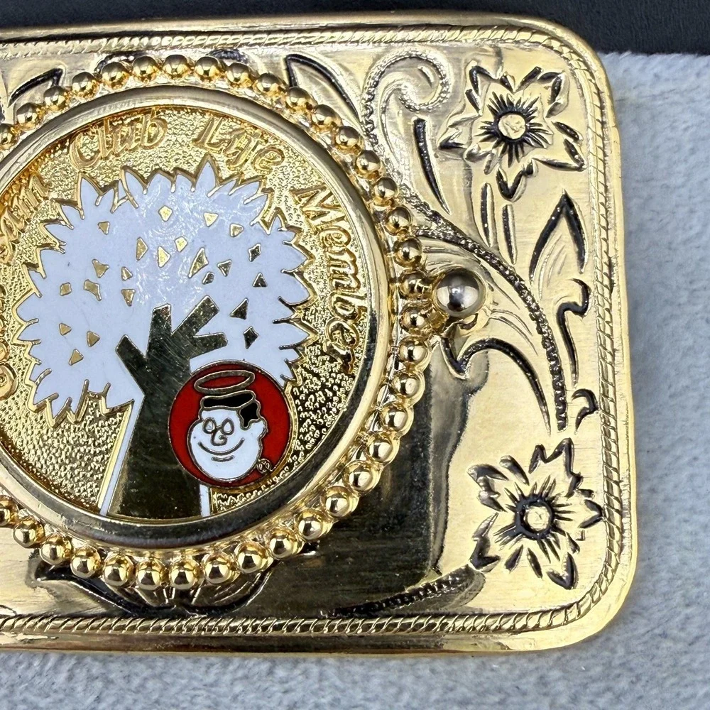 Vintage Good Sam Club Life Member Belt Buckle Enamel‎ Gold Tone